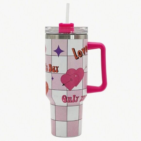 40oz Stainless Steel Insulated Tumbler – Multicolor Handle & Straw - Picture 3 of 5